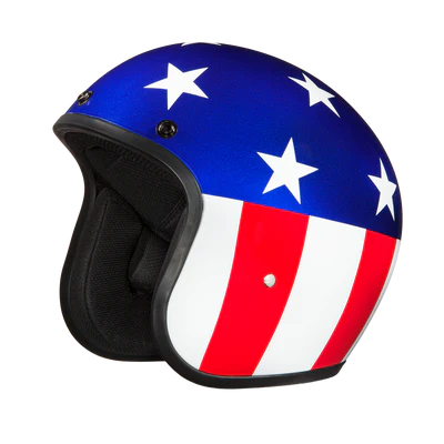 DC6-CA DOT Approved Daytona Cruiser Open Face Motorcycle Helmet - Men, Women & Youth - With Visor & Graphics - W/ Captain America