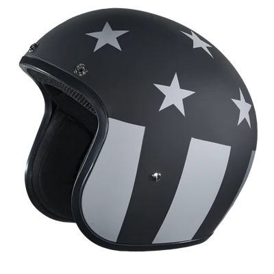 DC6-CAS DOT Approved Daytona Cruiser Open Face Motorcycle Helmet - Men, Women & Youth - With Visor & Graphics - W/ Captain America Stealth