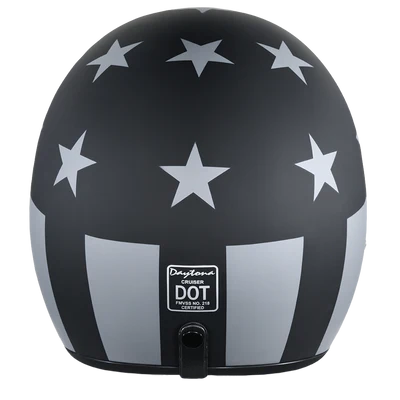 DC6-CAS DOT Approved Daytona Cruiser Open Face Motorcycle Helmet - Men, Women & Youth - With Visor & Graphics - W/ Captain America Stealth