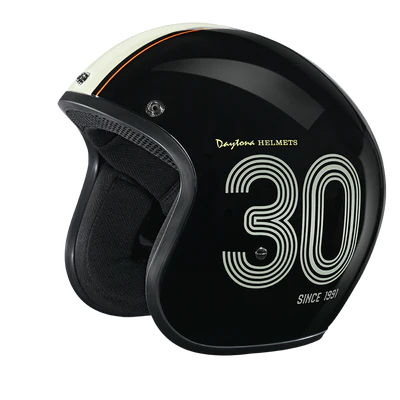 DC6-DAY DOT Approved Daytona Cruiser Open Face Motorcycle Helmet - Men, Women & Youth - With Visor & Graphics - W/ Daytona 30th