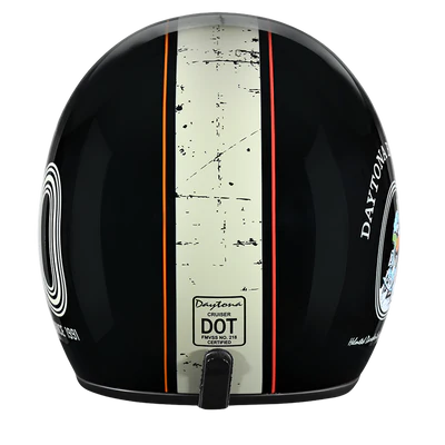 DC6-DAY DOT Approved Daytona Cruiser Open Face Motorcycle Helmet - Men, Women & Youth - With Visor & Graphics - W/ Daytona 30th