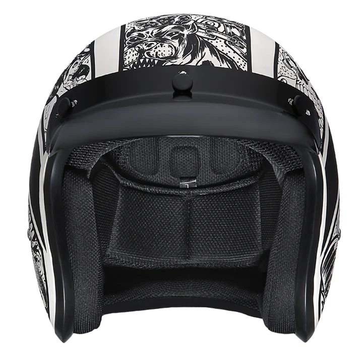 DC6-G DOT Approved Daytona Cruiser Open Face Motorcycle Helmet - Men, Women & Youth - With Visor & Graphics - W/ Graffiti