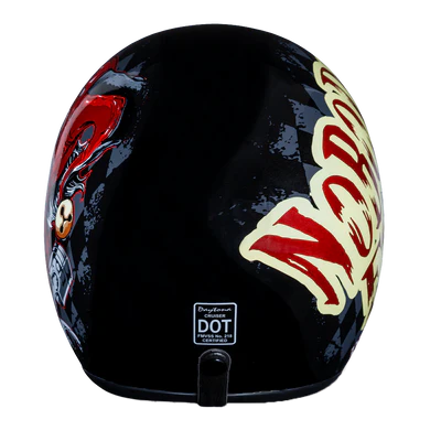 DC6-J DOT Approved Daytona Cruiser Open Face Motorcycle Helmet - Men, Women & Youth - With Visor & Graphics - W/ Joker