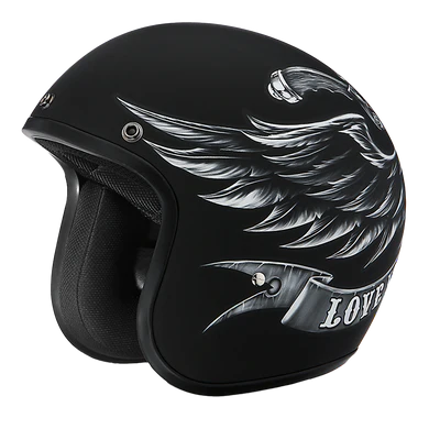 DC6-L DOT Approved Daytona Cruiser Open Face Motorcycle Helmet - Men, Women & Youth - With Visor & Graphics - W/ Love It