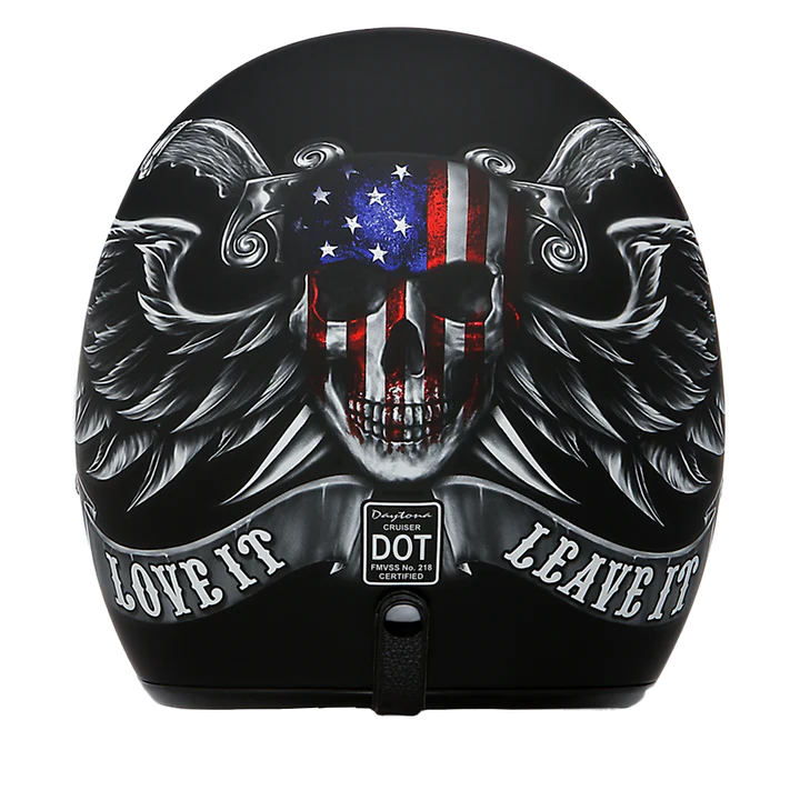 DC6-L DOT Approved Daytona Cruiser Open Face Motorcycle Helmet - Men, Women & Youth - With Visor & Graphics - W/ Love It