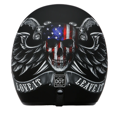 DC6-L DOT Approved Daytona Cruiser Open Face Motorcycle Helmet - Men, Women & Youth - With Visor & Graphics - W/ Love It