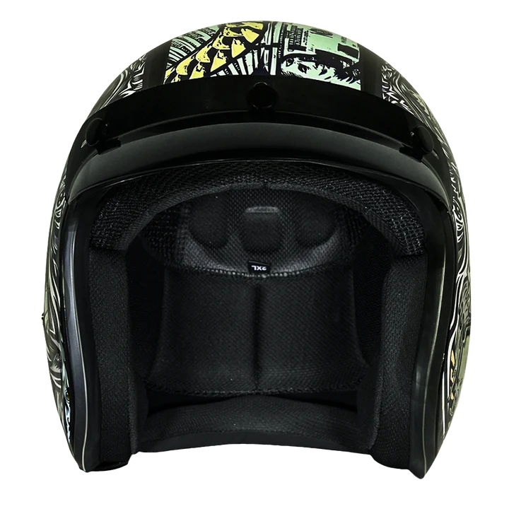 DC6-M DOT Approved Daytona Cruiser Open Face Motorcycle Helmet - Men, Women & Youth - With Visor & Graphics - W/ Money