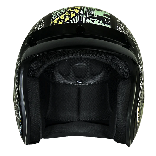 DC6-M DOT Approved Daytona Cruiser Open Face Motorcycle Helmet - Men, Women & Youth - With Visor & Graphics - W/ Money