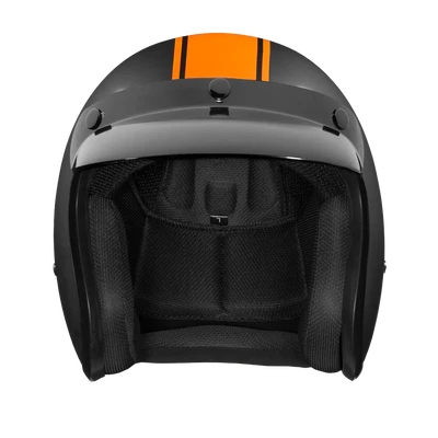 DC6-O DOT Approved Daytona Cruiser Open Face Motorcycle Helmet - Men, Women & Youth - With Visor & Graphics - W/ Orange Pin Stripe