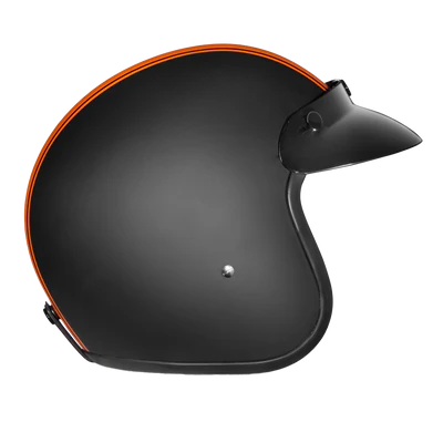 DC6-O DOT Approved Daytona Cruiser Open Face Motorcycle Helmet - Men, Women & Youth - With Visor & Graphics - W/ Orange Pin Stripe