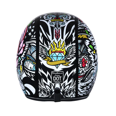 DC6-T DOT Approved Daytona Cruiser Open Face Motorcycle Helmet - Men, Women & Youth - With Visor & Graphics - W/ Tribal