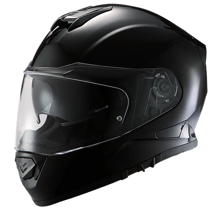 DE1-A Daytona Detour Full Face Motorcycle Helmet - DOT Certified, Dual Visor, Street Bike Helmet, Men/Women/Youth - Hi-Gloss Black