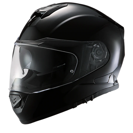 DE1-A Daytona Detour Full Face Motorcycle Helmet - DOT Certified, Dual Visor, Street Bike Helmet, Men/Women/Youth - Hi-Gloss Black