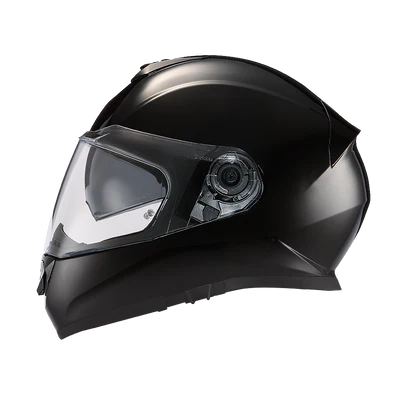 DE1-A Daytona Detour Full Face Motorcycle Helmet - DOT Certified, Dual Visor, Street Bike Helmet, Men/Women/Youth - Hi-Gloss Black