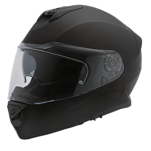 DE1-B Daytona Detour Full Face Motorcycle Helmet - DOT Certified, Dual Visor, Street Bike Helmet, Men/Women/Youth - Dull Black