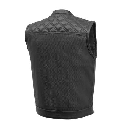 FIM693PERF-BBLK-Downside Perforated Men's Motorcycle Leather Vest