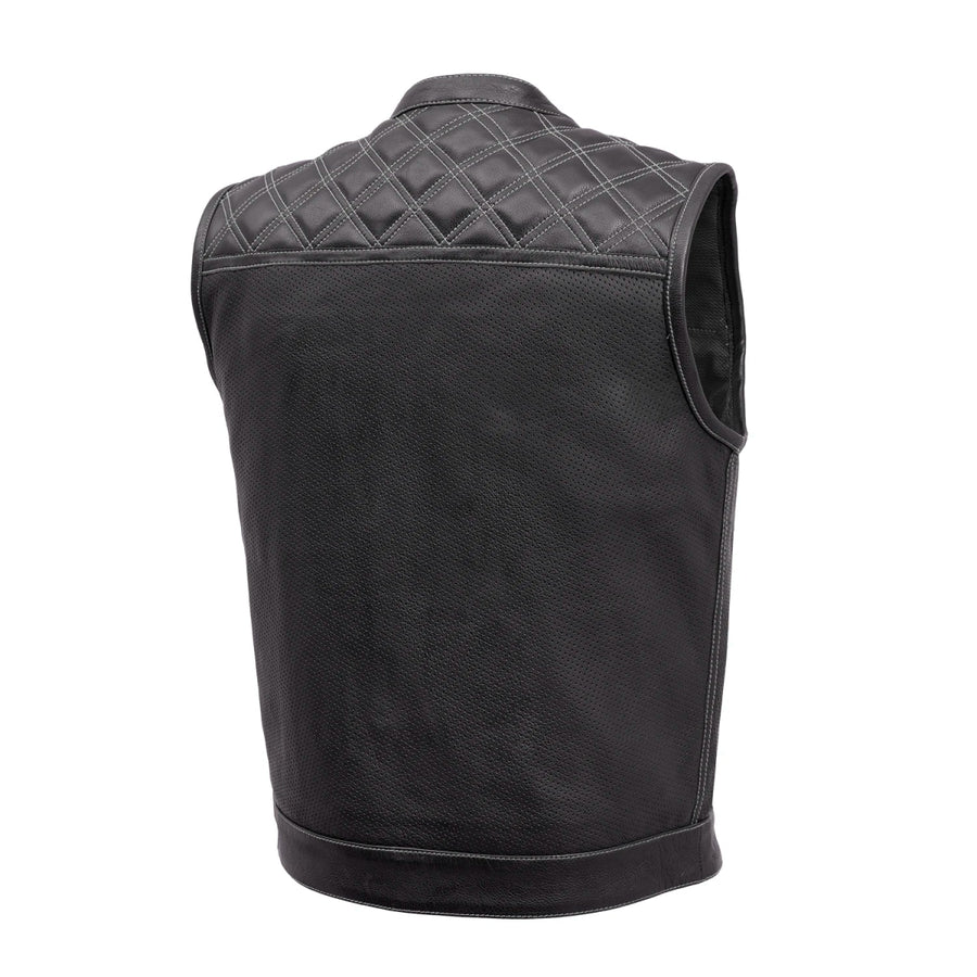 FIM693PERF-BKG-Downside Perforated Men's Motorcycle Leather Vest