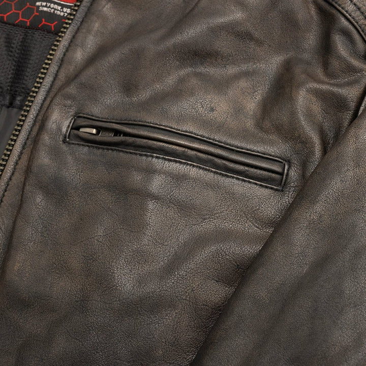 FIM253SDC-BRN-Hipster Men's Motorcycle Leather Jacket