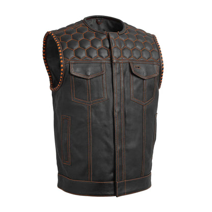 FIM049PERF-BLKOG-Hornet Perforated Men's Club Style Leather Vest