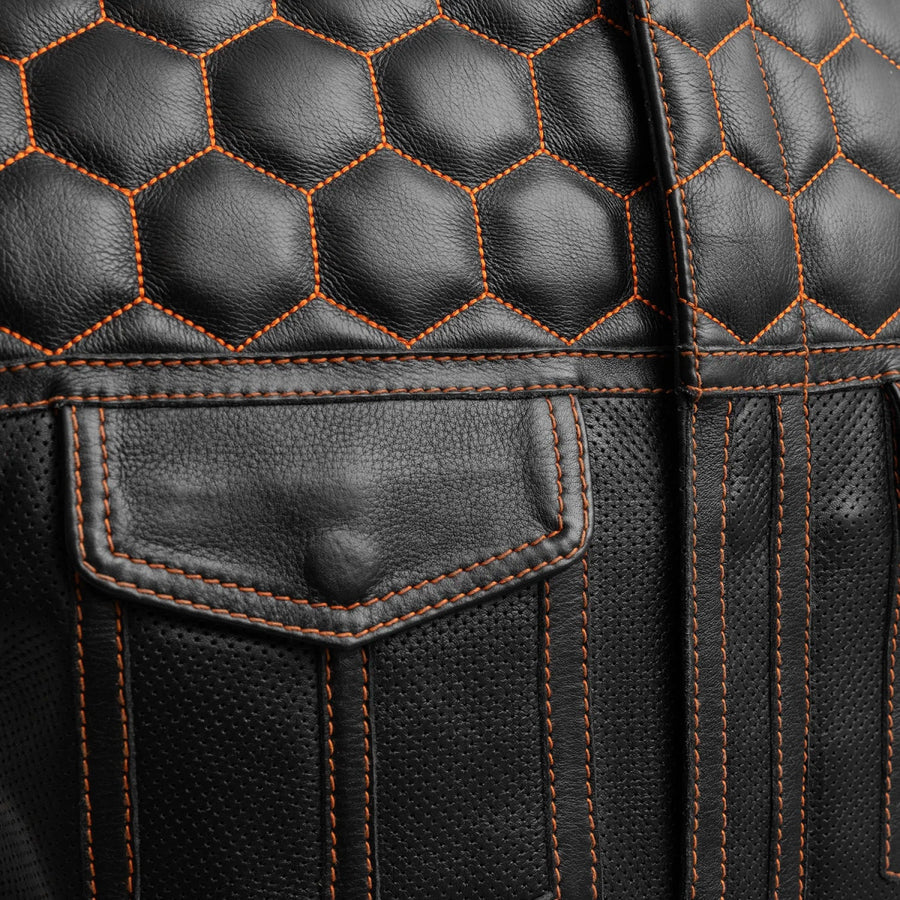 FIM049PERF-BLKOG-Hornet Perforated Men's Club Style Leather Vest