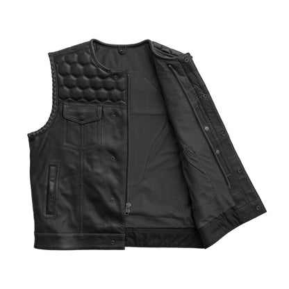 FIM049PERF-BBLK-Hornet Perforated Men's Club Style Leather Vest