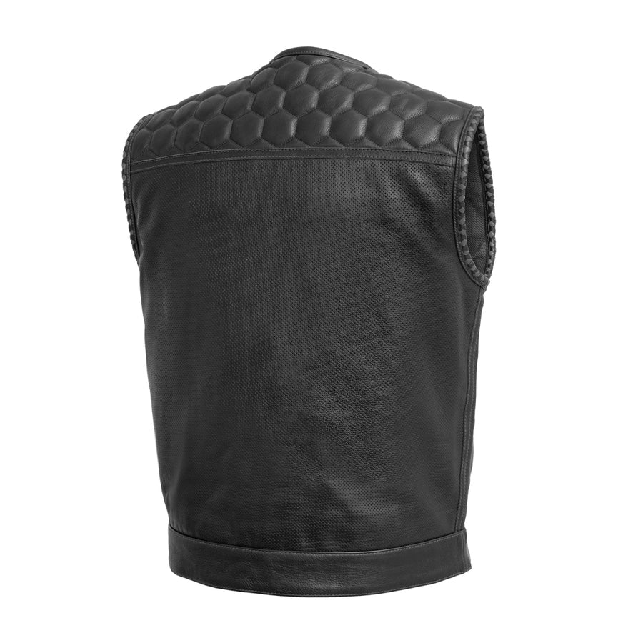 FIM049PERF-BBLK-Hornet Perforated Men's Club Style Leather Vest