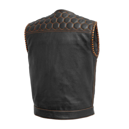 FIM049PERF-BLKOG-Hornet Perforated Men's Club Style Leather Vest