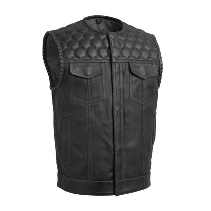 FIM049PERF-BBLK-Hornet Perforated Men's Club Style Leather Vest