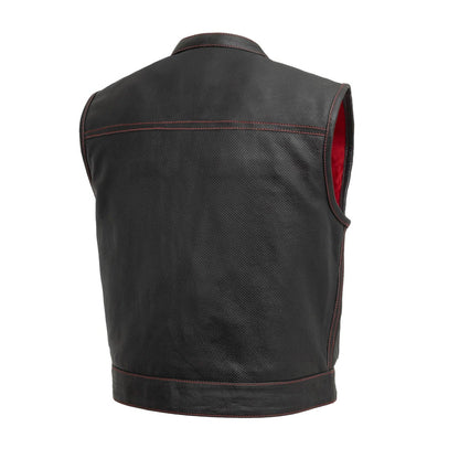 FIM650PERF-BLKRD-Lowrider Perforated Men's Leather Vest