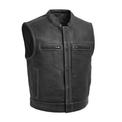 FIM650PERF-BLKWH-Lowrider Perforated Men's Leather Vest