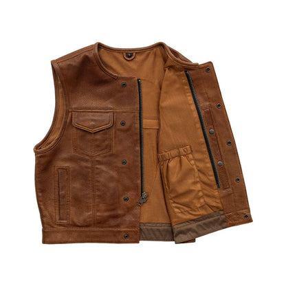 FIM659PERF-COG-Lowside Men's Perforated Motorcycle Leather Vest