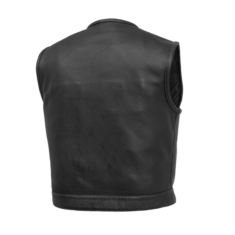 FIM659PERF-BLK-Lowside Men's Perforated Motorcycle Leather Vest