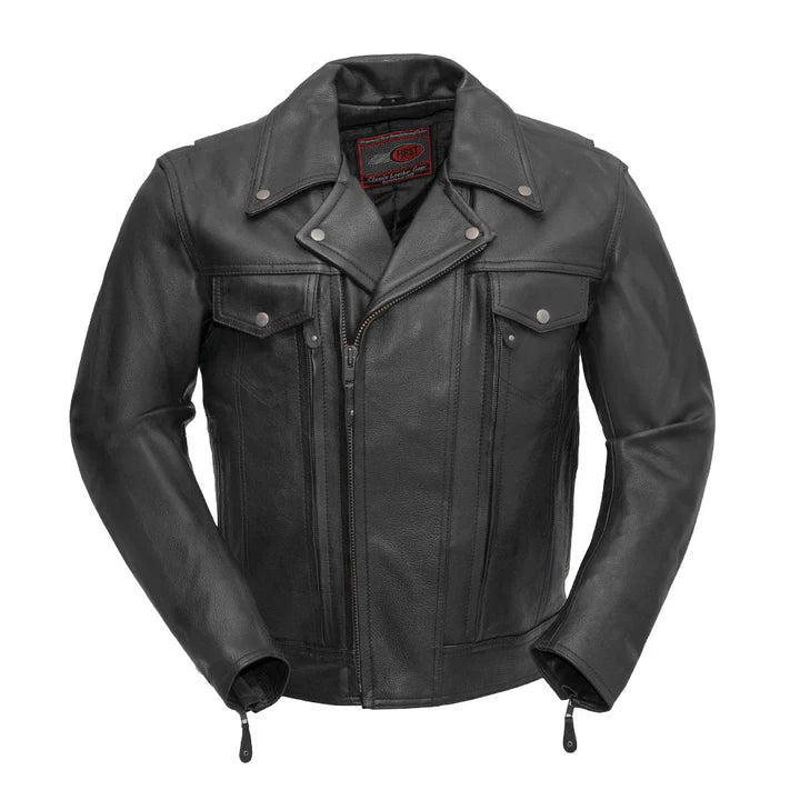 FIM244BNKDZ-BLK-Mastermind Men's Motorcycle Leather Jacket