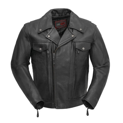 FIM244BNKDZ-BLK-Mastermind Men's Motorcycle Leather Jacket