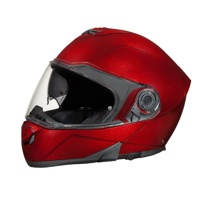 MG1-BC Daytona Glide Modular Motorcycle Helmet - DOT Approved, Bluetooth Ready, Dual Visor, Men/Women/Youth - Black Cherry