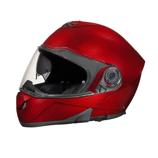 MG1-BC Daytona Glide Modular Motorcycle Helmet - DOT Approved, Bluetooth Ready, Dual Visor, Men/Women/Youth - Black Cherry