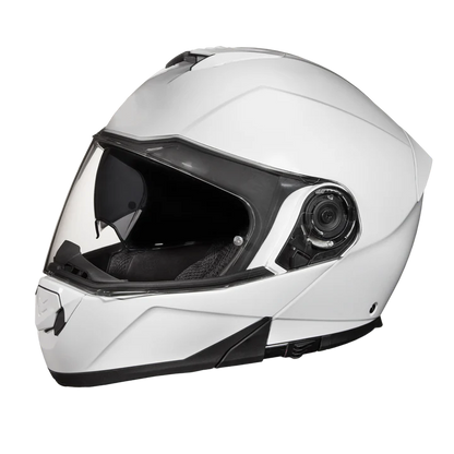 MG1-C Daytona Glide Modular Motorcycle Helmet - DOT Approved, Bluetooth Ready, Dual Visor, Men/Women/Youth - Hi-Gloss White