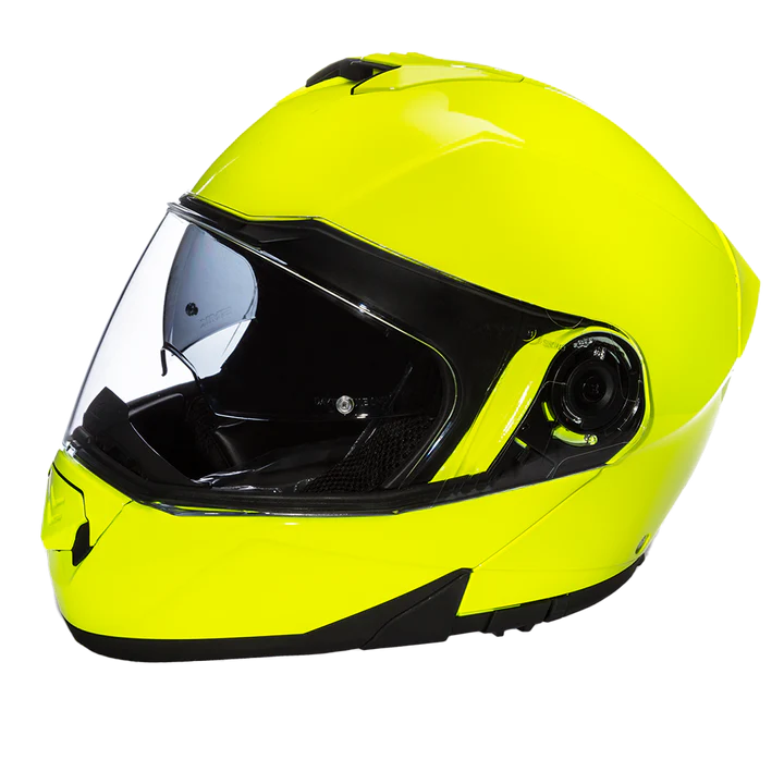 MG1-FY Daytona Glide Modular Motorcycle Helmet - DOT Approved, Bluetooth Ready, Dual Visor, Men/Women/Youth - Fluorescent Yellow