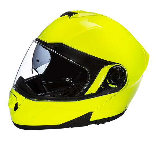 MG1-FY Daytona Glide Modular Motorcycle Helmet - DOT Approved, Bluetooth Ready, Dual Visor, Men/Women/Youth - Fluorescent Yellow