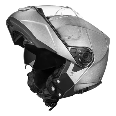 MG1-SM Daytona Glide Modular Motorcycle Helmet - DOT Approved, Bluetooth Ready, Dual Visor, Men/Women/Youth- Silver Metallic