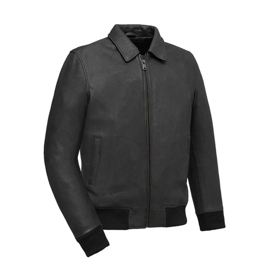 FIM220CMB-BLK-Moto Bomber - Men's Leather Jacket