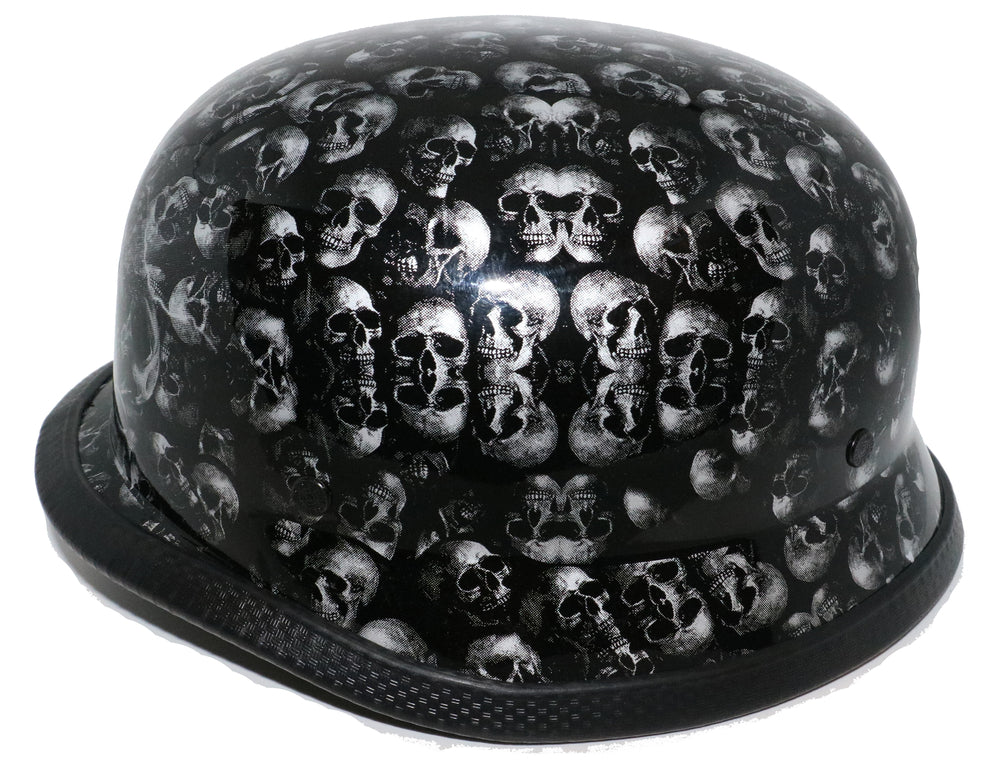 H81 Novelty German Grey Skull Gloss Black - Non DOT