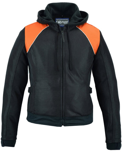 DS827 Women's Mesh 3-in-1 Riding Jacket (Black/Orange)