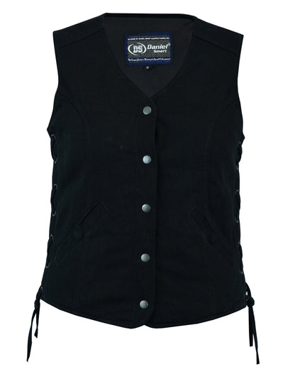 DM908  Women's Denim Longer Body &frac 34; Vest - Side Laces