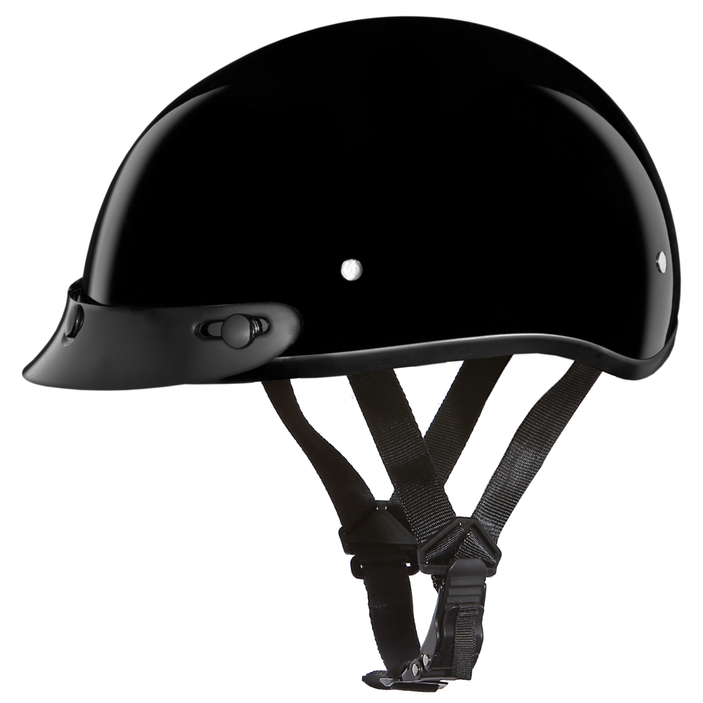 D1-A D.O.T. DAYTONA SKULL CAP- HI-GLOSS BLACK