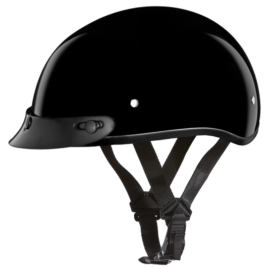 D1-A D.O.T. DAYTONA SKULL CAP- HI-GLOSS BLACK