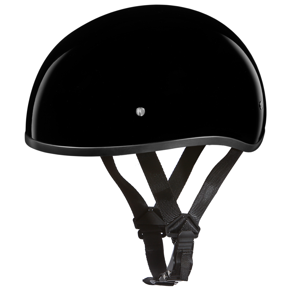 D1-ANS D.O.T. DAYTONA SKULL CAP W/O VISOR - HI-GLOSS BLACK