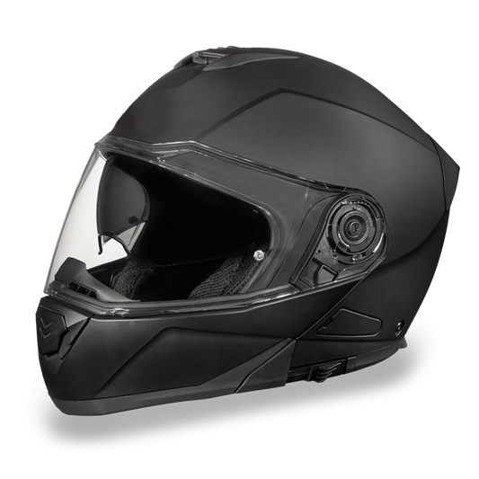 MG1-B Daytona Glide Modular Motorcycle Helmet - DOT Approved, Bluetooth Ready, Dual Visor, Men/Women/Youth - Dull Black