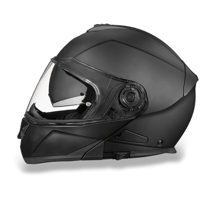 MG1-B Daytona Glide Modular Motorcycle Helmet - DOT Approved, Bluetooth Ready, Dual Visor, Men/Women/Youth - Dull Black