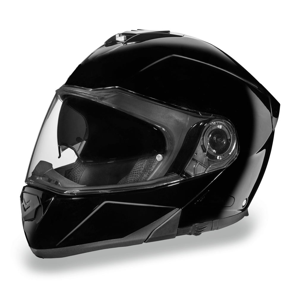 MG1-A Daytona Glide Modular Motorcycle Helmet - DOT Approved, Bluetooth Ready, Dual Visor, Men/Women/Youth - Hi-Gloss Black